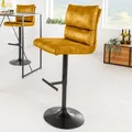 Produktbild: riess-ambiente Barhocker COMFORT senfgelb schwarz Samt Metall höhenverstellbar drehbar mit Lehne