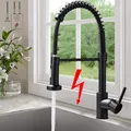 Produktbild: Onyzpily Niederdruck Armatur Küche Schwarz Wasserhahn Küche, 3 Wege Wasserhahn mit Ausziehbar Brause, 360° Drehbar mit 2 Sprühfunktionen, Mischbatterie Küche Edelstahl
