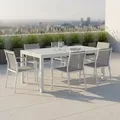 Produktbild: Gardenson Gartentisch, Silber, Metall, Glas, rechteckig, eckig, 90x75x140-200 cm, ausziehbar, Gartenmöbel, Gartentische, Gartentische ausziehbar