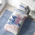 Produktbild: Disney Stitch Biber Bettwäsche 135x200 + 80x80 cm – Baumwolle, Öko-Tex Zertifiziert, Reißverschluss – kuschelig weich & warm für Kinder, Original Stitch Angel Motiv