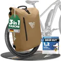 Produktbild: MIVELO - 3in1 Fahrradtasche für Gepäckträger, 100% wasserdicht & PVC-frei, Fahrradtasche Rucksack & Umhängetasche, Fahrrad Tasche Gepäckträgertasche (Sand-beige, 20L)