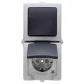 Produktbild: Kopp SB NAUTIC Steckdosenkombination, Aufputz, Wechselschalter, grau, IP44, m...