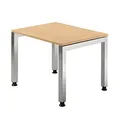 Produktbild: HAMMERBACHER JS08 höhenverstellbarer Schreibtisch buche rechteckig, 4-Fuß-Gestell silber 80,0 x 80,0 cm