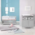 Produktbild: roba Babyzimmer Set 2 teilig - Wickelkommode Hamburg 2-türig mit Wickeltisch abnehmbar + Babybett 60 x 120 cm mit Funktion als Beistellbett - Holz grau