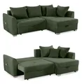 Produktbild: Ecksofa L-Form Couch Polsterecke ausziehbar Schlaffunktion Bettkasten Cord Grün