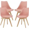 Produktbild: [en.casa] Esszimmerstuhl-Set, Hellrosa, Leder, 49x81x57 cm, Esszimmer, Stühle, Esszimmerstühle, Vierfußstühle