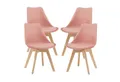 Produktbild: en.casa Esszimmerstuhl (Set, 4 St), »Fläten« mit Massivholzbeinen Kunstleder Rosé