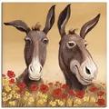 Produktbild: ARTLAND Wanddeko Leinwand Bilder Wandbild 40 x 40 cm Tiere Haustiere Esel Malerei Creme A1SD Esel