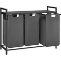 Produktbild: Vasagle Wäschesammler 3 Fächer und Ablage 92,5 x 33 x 72 cm Schwarz-Grau 114,