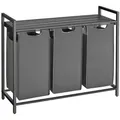 Produktbild: Mid.you Wäschekorb, Grau, Schwarz, Metall, Textil, Holzwerkstoff, 114 L, rechteckig, 92.5x72x33 cm, zusammenfaltbar, Ordnen & Aufbewahren, Wäschekörbe & Tonnen