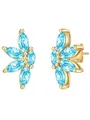 Produktbild: Glanzstücke München Damen Ohrstecker 925/- Sterling Silber gelbvergoldet 14 Karat Zirkonia blau Blume Silberohrstecker