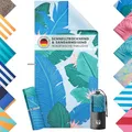 Produktbild: Blumtal Strandtuch XXL cm Mikrofaser - kompaktes und schnelltrocknendes Handtuch/Strandtuch 90x180 - Stranddecke sandfrei + Band - Badehandtuch sandabweisend Blätter & Blumen