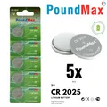 Produktbild: 5 x CR2025 PoundMax Knopfbatterie CR 2025 Lithium 3 Volt 170 mAh 5er-Blister