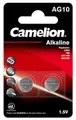 Produktbild: Camelion 12050210 - Alkaline Knopfzellen-Batterie ohne Quecksilber AG10/LR54/LR1131/389 mit 1,5 Volt, 2er Set, Kapazität 78 mAh