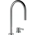 Produktbild: LAUFEN Kartell 2-Loch Waschtischmischer, Schwenkauslauf, ohne Ablaufventil, Ausladung 166 mm, H3113320902201, Farbe: Edelstahl gebürstet