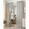 Produktbild: Gardinen transparent mit Ösen Leinenoptik Vorhang Schal Deko Ösenvorhang Halbtransparent Stores Voile Fensterschal Leinenvorhang für Wohnzimmer