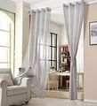 Produktbild: WOLTU Gardinen transparent mit Ösen Leinenoptik Vorhang Ösenvorhang Halbtransparent Stores Voile Fensterschal Leinenvorhang für Wohnzimmer Kinderzimmer Schlafzimmer 140x225 cm, Hellgrau (1 Stück)