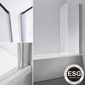 Produktbild: Badewannenaufsatz Duschwand Duschabtrennung Glas ESG Badewannenfaltwand 140 cm