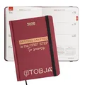 Produktbild: TOBJA Taschenkalender 2026 A6 rot - 1 Woche 2 Seiten, Robustes Hardcover, Taschenkalender 2026 klein, Ferien & Feiertage, 2 Lesebändchen & Gummiband, Kalender 2026 a6 [red]