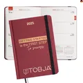 Produktbild: TOBJA Taschenkalender 2025 A6 rot - 1 Woche 2 Seiten, Robustes Hardcover,