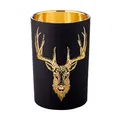 Produktbild: EDZARD Windlicht Lio (Höhe 18 cm, Ø 11,5 cm), Hirsch-Motiv, außen matt-schwarz/innen gold