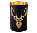 Produktbild: EDZARD Windlicht Lio, Glas, Hirsch-Motiv, schwarz und gold, H 18 cm, Ø 12 cm