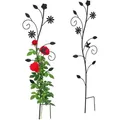 Produktbild: Relaxdays Rankhilfe, 2er Set, Blumendesign, Rosengitter, HBT: 110x34x1 cm, Metall, freistehend, Pflanzgitter, schwarz