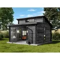 Produktbild: Alpholz Gartenhaus Lausitz ISO Gartenhaus aus Holz in Imprägnierung Grau, Holzhaus mit 40 mm Wandstärke, Blockbohlenhaus mit Montagematerial - Grau