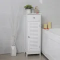 Produktbild: VASAGLE Hochschrank Holz mit Schublade, Badschrank mit Lamellentür weiß