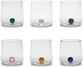 Produktbild: Zafferano Bilia Glasbecher - Handgemachtes Borosilikatglas, Verziert mit bunter, farbiger Glaskugel im Inneren, cl 44 h 90mm d 88mm - Set 6 Stück (Bunte Mixbox)