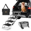 Produktbild: Hundetreppe bis zu 68 kg belastbar, 5stufige Hunderampe, zusammenklappbare Ha...