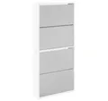 Produktbild: vidaXL Schuhregal Schuhschrank mit 4 Fächern Spiegel Weiß 63×17×134 cm, 1-tlg.