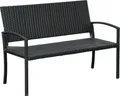 Produktbild: Outsunny Polyrattan Gartenbank Parkbank Sitzbank 2-Sitzer Geflecht Stahl Schwarz B122 x T60 x H87cm
