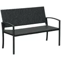 Produktbild: Outsunny Gartenbank Polyrattan 2-Sitzer UV-beständig Sitzbank mit ergonomischen Armlehnen Rückenlehne Gartenmöbel Parkbank bis 240kg belastbar Balkonbank für Garten Terrasse, 122x60x85cm, Schwarz