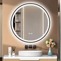 Produktbild: PESENXAN 60cm Spiegel Schwarz mit Beleuchtung – Dimmbar, 3 Farben, Speicherfunktion, IP44 Wasserdicht, Schwarzer Badezimmerspiegel mit LED Licht - Schwarz