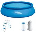 Produktbild: Summer Waves Quick Up Pool Komplettset | Rund 457x107 cm Blau | Aufstellpool Set | Gartenpool & Schwimmbecken inkl. Filterpumpe, Bodenvlies, Abdeckplane & Einstiegsleiter (457x457x107 cm)