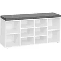 Produktbild: Weiße Schuhbank mit Sitzkissen - L104 cm