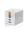 Produktbild: Durable VARICOLOR MIX 7 Schubladenschrank 7 Schubfächer für ANSI A Letter 216 x 279 mm A4 210 x 297 C4 229 x 324 Folio x 330 Grau hellgelb Platinum Grey Rot-Orange Gray-Blue Blaugrün (762727)