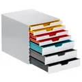 Produktbild: DURABLE Schubladenbox VARICOLOR®  weiß mit bunten Farblinien 762727, DIN A4...