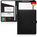Produktbild: AMKSONS Schreibmappe A4 in Schwarz inklusive Klemmbrett & DIN A4 Notizblock -