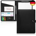 Produktbild: AMKSONS Schreibmappe A4 in Schwarz inklusive Klemmbrett & DIN A4 Notizblock -