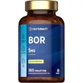 Produktbild: Boron 5mg Reines Bor je Tablette | 1 Jahr Vorrat - 365 Vegane Tabletten | aus Natrium Borat | Hochdosiert | Ohne unerwünschte Zusätze | Boron Supplement | von Horbaach
