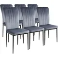 Produktbild: Esszimmerstühle Mit Samt-bezug 6er Set Modena, Grau - Stilvolles Vintage Design, Eleganter Polsterstuhl Am Esstisch - Küchenstuhl Oder Stuhl Esszimmer Mit Hoher Belastbarkeit - Albatros