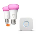 Produktbild: Philips Hue White & Color Ambiance E27 806lm 75W, 2er Pack + Bridge
