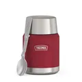Produktbild: Thermos ICON Thermobehälter für Essen rot 0,47l - hält Speisen 10h heiß & 24h kalt, Edelstahl, absolut dicht, mit klappbarem Löffel, BPA-frei