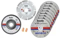 Produktbild: kwb Trennscheiben-Set, 10-teilig, Dünntrennscheiben, Diamanttrennscheibe, Schleifmopteller, Ø 125 mm, für Winkelschleifer, vielseitige Anwendung, praktische Aufbewahrungsdose, inkl. Gehörschutzstöpsel