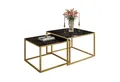 Produktbild: Lookway Couchtisch YOSHI GLASS 2in1 mit Glasplatte, Gestell in Gold Matt (2er-Set), Breite: 70 cm und 60 cm