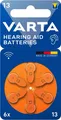 Produktbild: Varta Knopfzellen-Batterie V13 Hörgerätebatterie 6er Blister