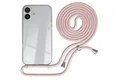Produktbild: EAZY CASE Handykette Hülle mit Kette für Apple iPhone 16 Plus 6,7 Zoll, Slimcover Festival Hülle Band Handyketten Umhängehülle Altrosa Rosé