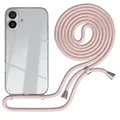 Produktbild: Für Apple iPhone 16 Plus Handyhülle zum Umhängen Kordel Tasche Case Kette Rosa